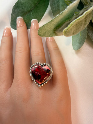123 Heart Red Dahlia Ring Sz 10