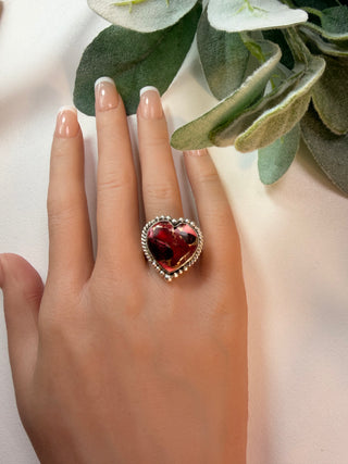 123 Heart Red Dahlia Ring Sz 10