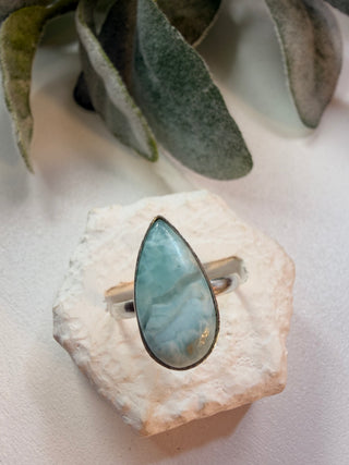 90 Natural Larimar Ring Sz 9.5
