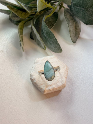 90 Natural Larimar Ring Sz 9.5