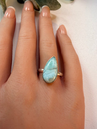 90 Natural Larimar Ring Sz 9.5
