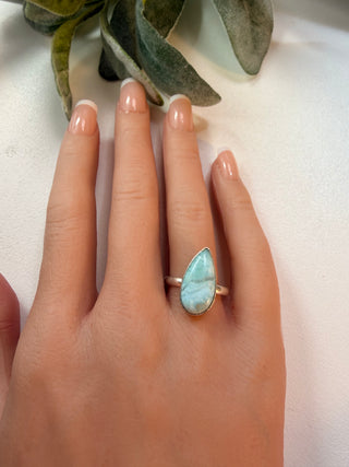 90 Natural Larimar Ring Sz 9.5