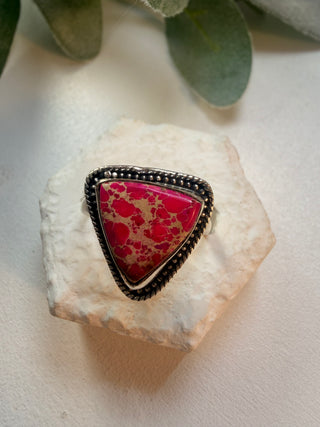 111 Pink Sea Jasper Ring Sz 9