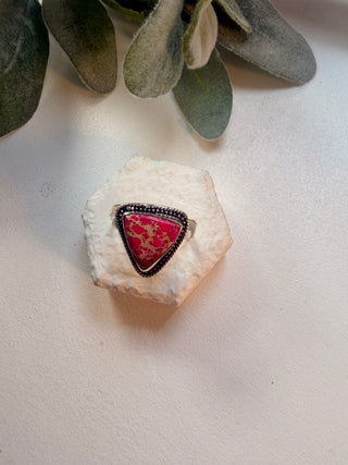 111 Pink Sea Jasper Ring Sz 9
