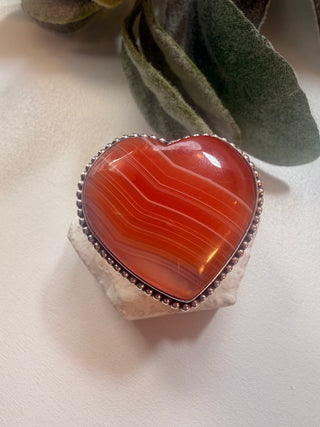 81 Heart Shaped Banded Agate Ring Sz 8