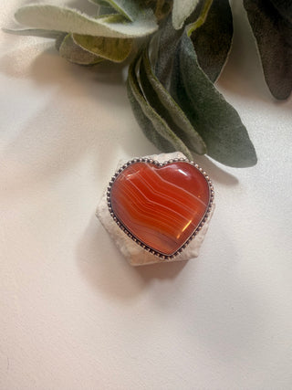 81 Heart Shaped Banded Agate Ring Sz 8