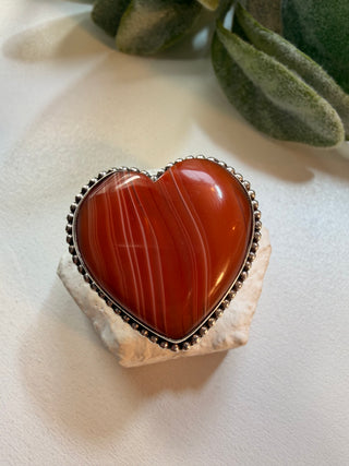 110 Heart Shaped Banded Agate Ring Sz 9.5