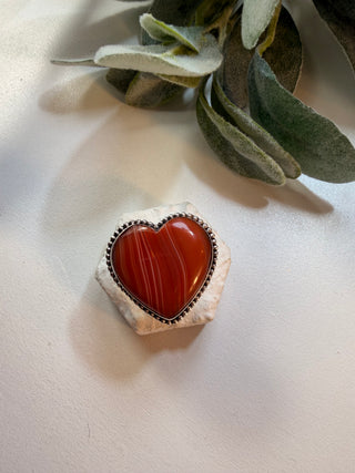 110 Heart Shaped Banded Agate Ring Sz 9.5