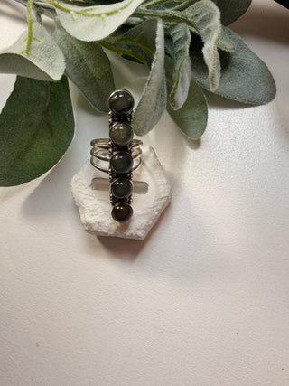 82 Long Labradorite Ring Sz 8