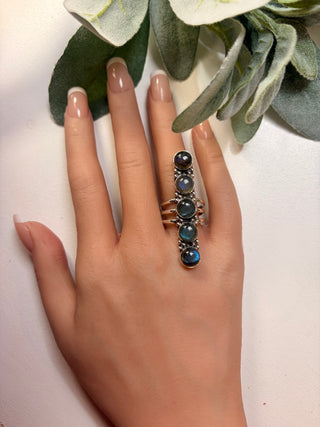 82 Long Labradorite Ring Sz 8