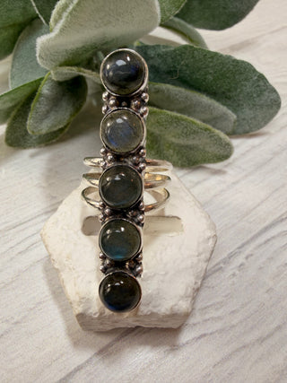 82 Long Labradorite Ring Sz 8