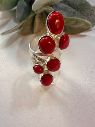 75 Red Coral Ring Sz 8