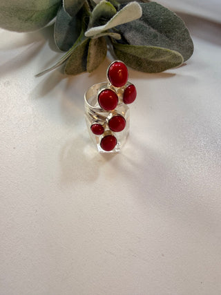 75 Red Coral Ring Sz 8