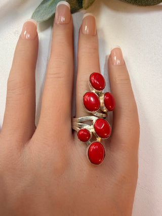 75 Red Coral Ring Sz 8