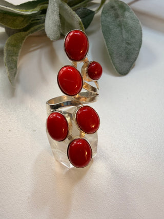 118 Red Coral Ring Sz 10