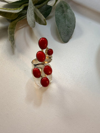 118 Red Coral Ring Sz 10
