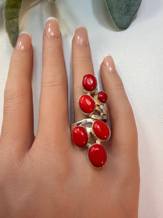 118 Red Coral Ring Sz 10