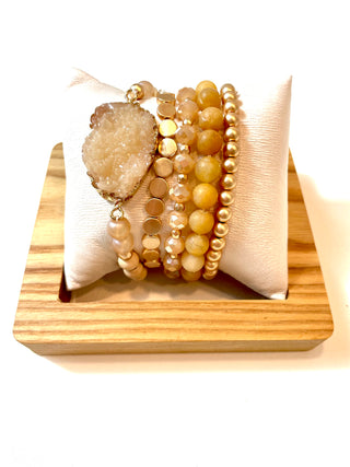 Light Brown Druzy Charm Bracelet