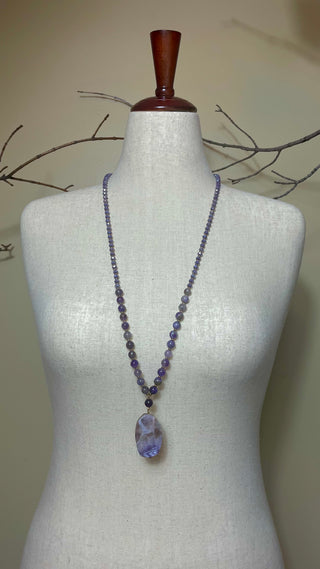 Purple Natural Stone Beaded Necklace