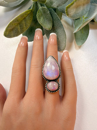 43 Pink Moonstone Ring Sz 7