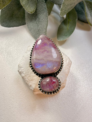 92 Pink Moonstone Ring Sz 9